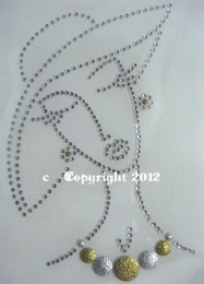 Hotfix Sttass Bügelbild Dame Haute Couture Silber-Gold- Crystal 121101