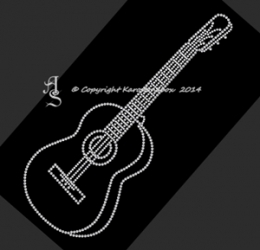 Hotfix Bügelbild Strass akustische Gitarre Klampfe 140533 Crystal
