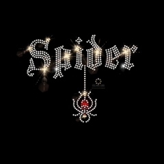 Halloween Hotfix Strass Bügelbild mit Schriftzug Spider“