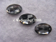 15 Aufnähsteine Aufnähstrass Oval ca. 12 x 8 mm  Black Diamond