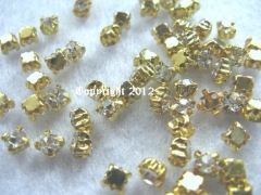 Strasssteine zum aufnähen Glas Gold Fassung ca. 4,5mm