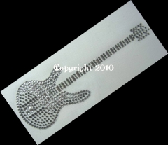 Hotfix Strass Bügelbild Gitarre Schwarz-Crystal 110214