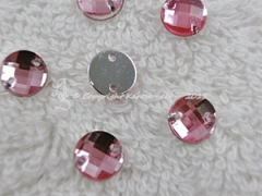 Aufnähsteine in 12 mm rund Farbe Rosa 15 Stück